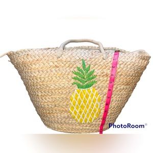 Insulated Pineapple Straw Beach Tote